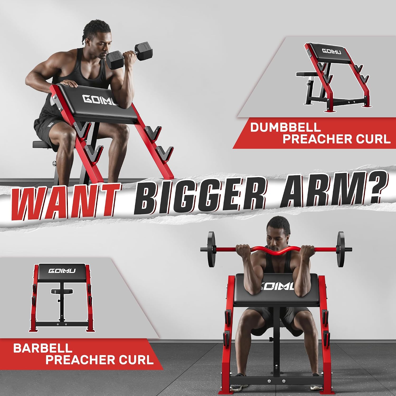 Adjustable Preacher Curl Bench - Barbell Curl Bar recension och pris
