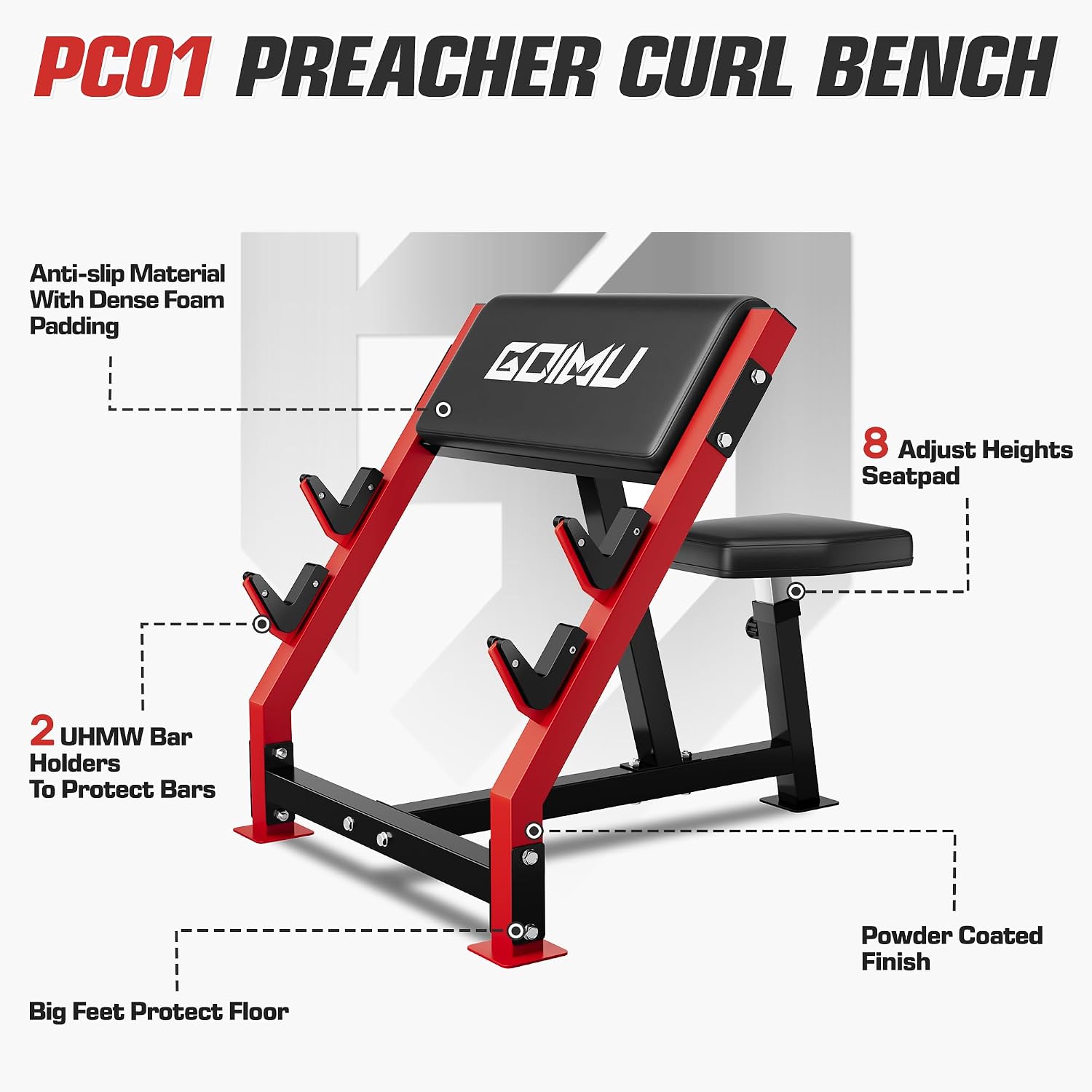 Adjustable Preacher Curl Bench - Barbell Curl Bar recension och pris