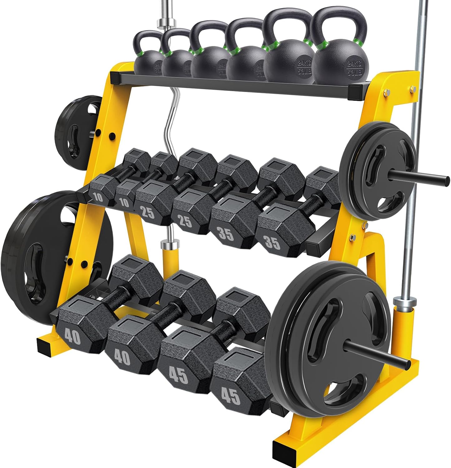 Heavy Duty Three Tier Dumbbell - Home Gym Yellow recension och pris