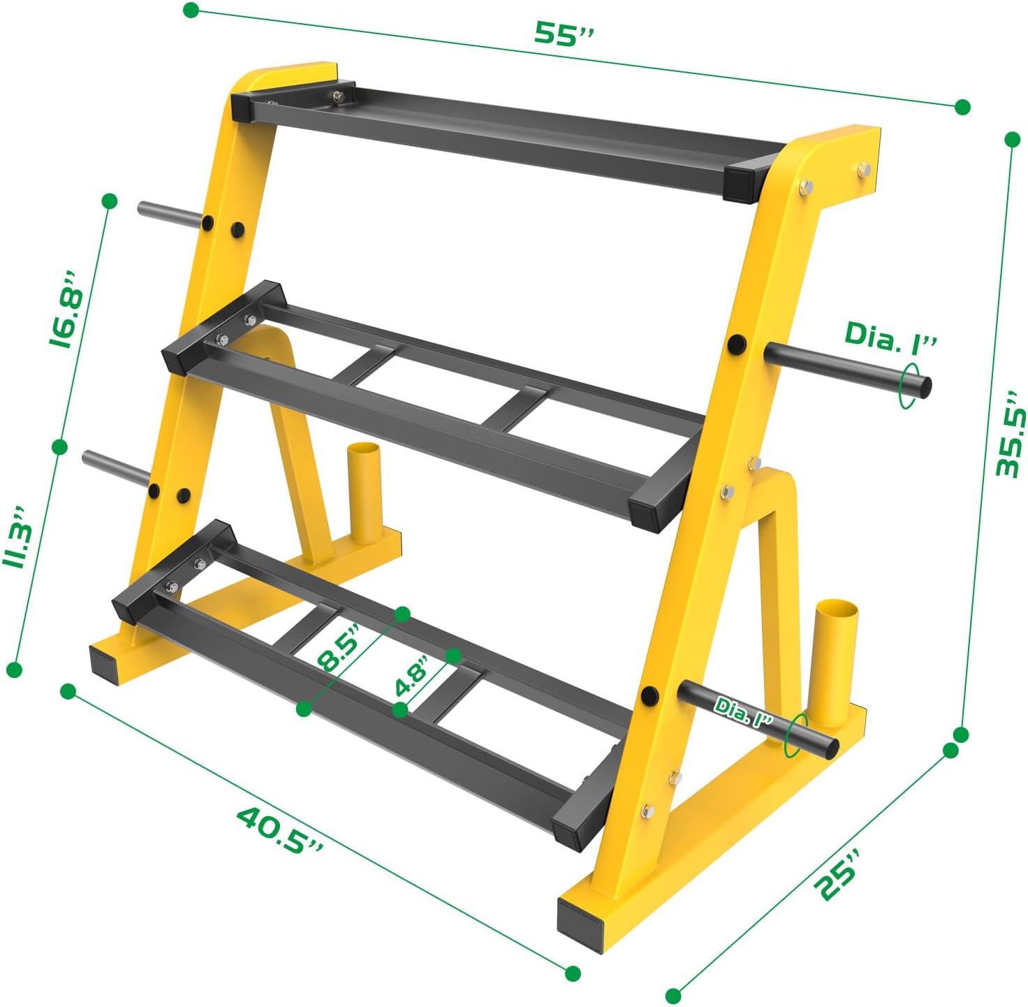 Heavy Duty Three Tier Dumbbell - Home Gym Yellow recension och pris
