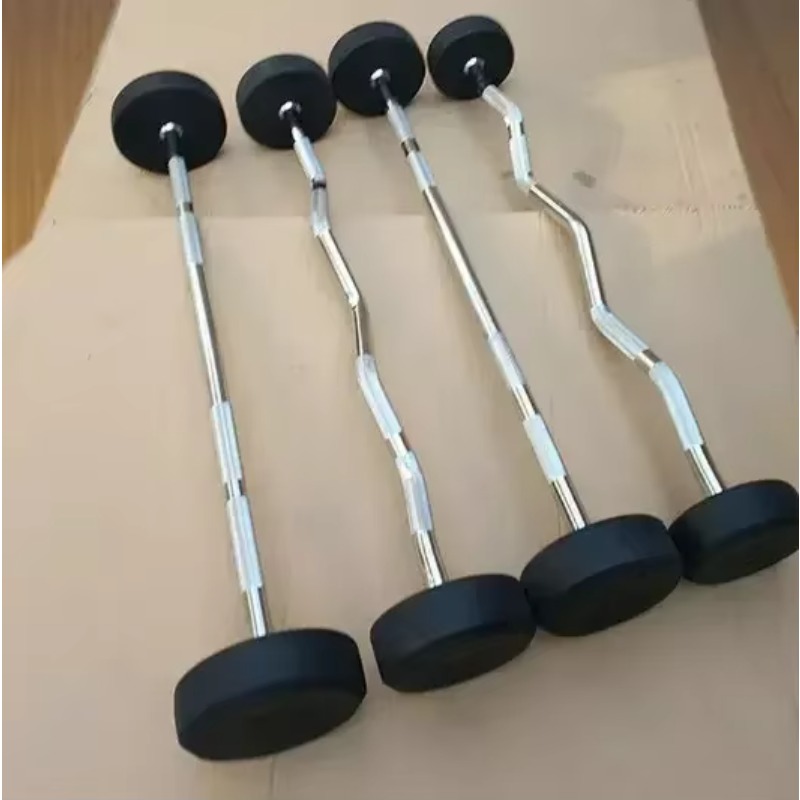 Round Rubber Coated Curl Fixed - Barbell Curl Bar recension och pris