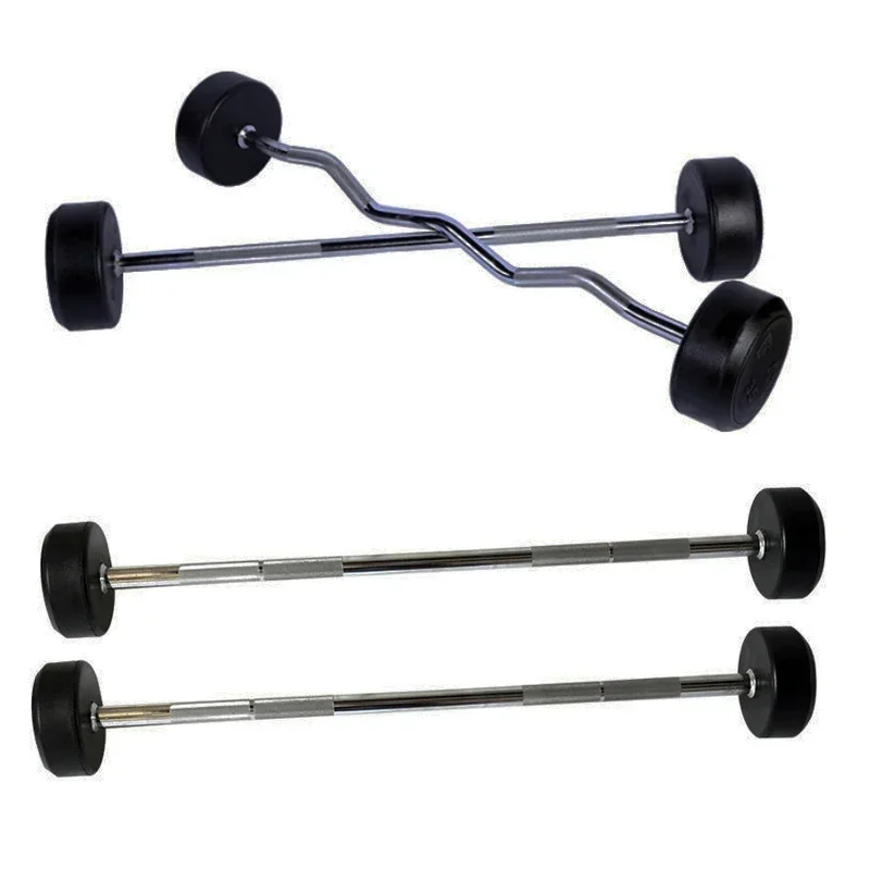 Round Rubber Coated Curl Fixed - Barbell Curl Bar recension och pris