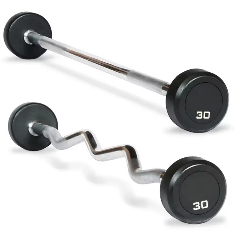 Round Rubber Coated Curl Fixed - Barbell Curl Bar recension och pris