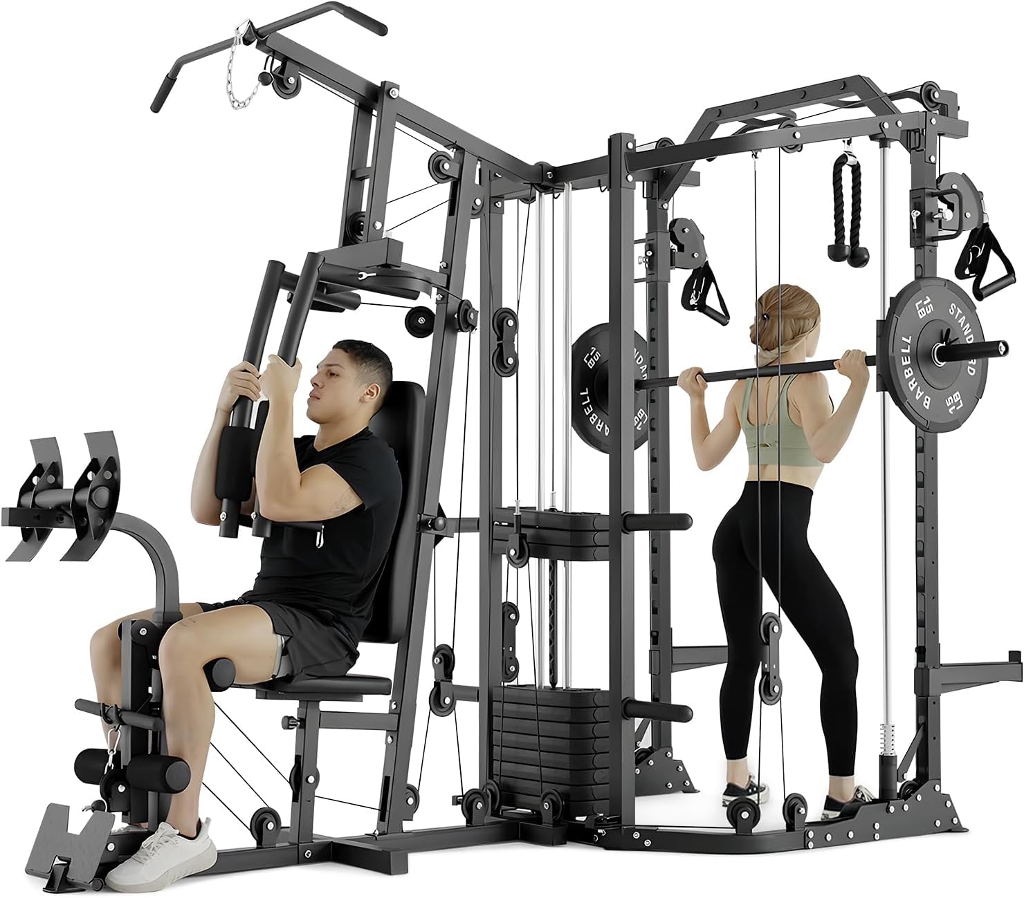 Dual-Station SmithΔ Machine Po - Home Gym Cable Machine With Weight Stack recension och pris