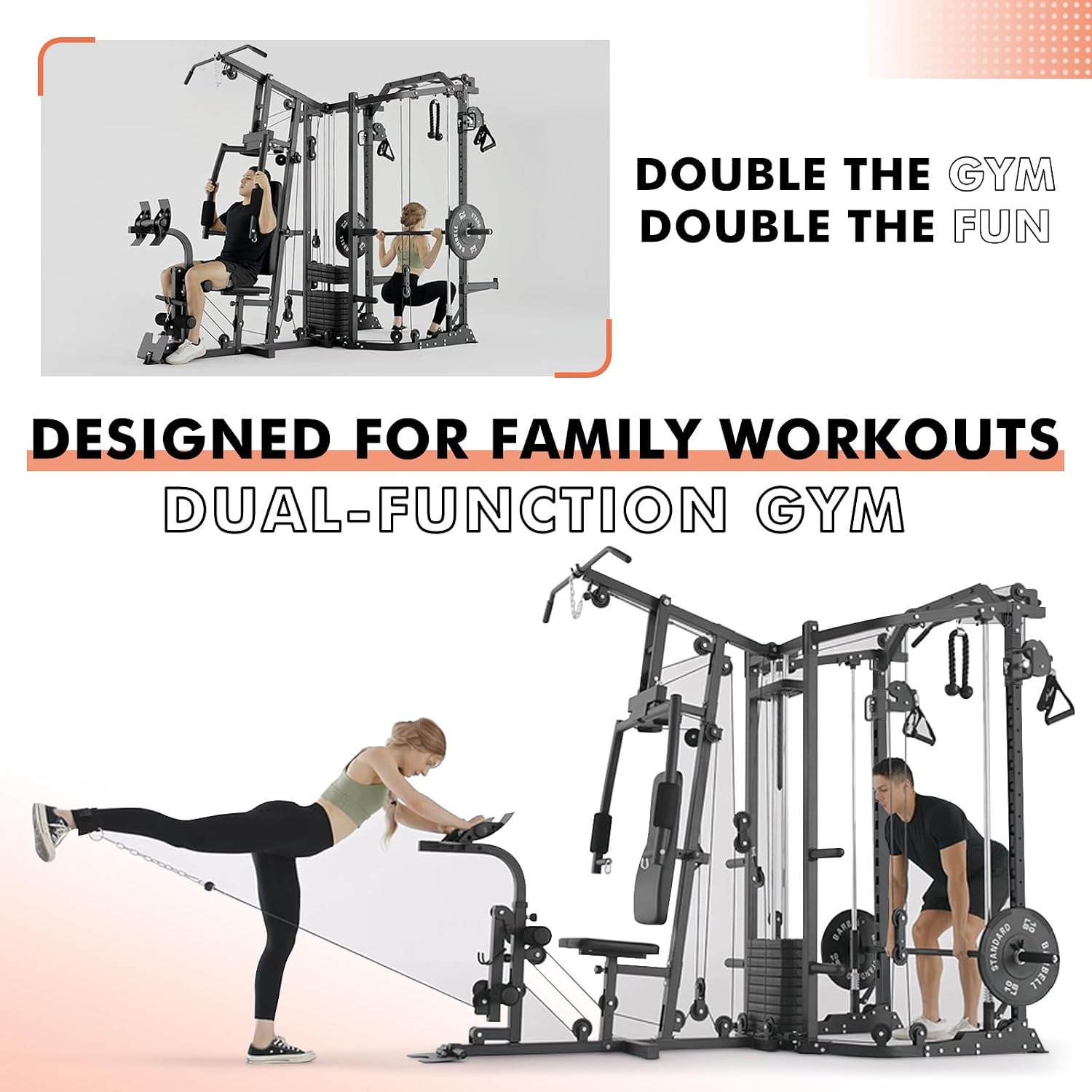 Dual-Station SmithΔ Machine Po - Home Gym Cable Machine With Weight Stack recension och pris